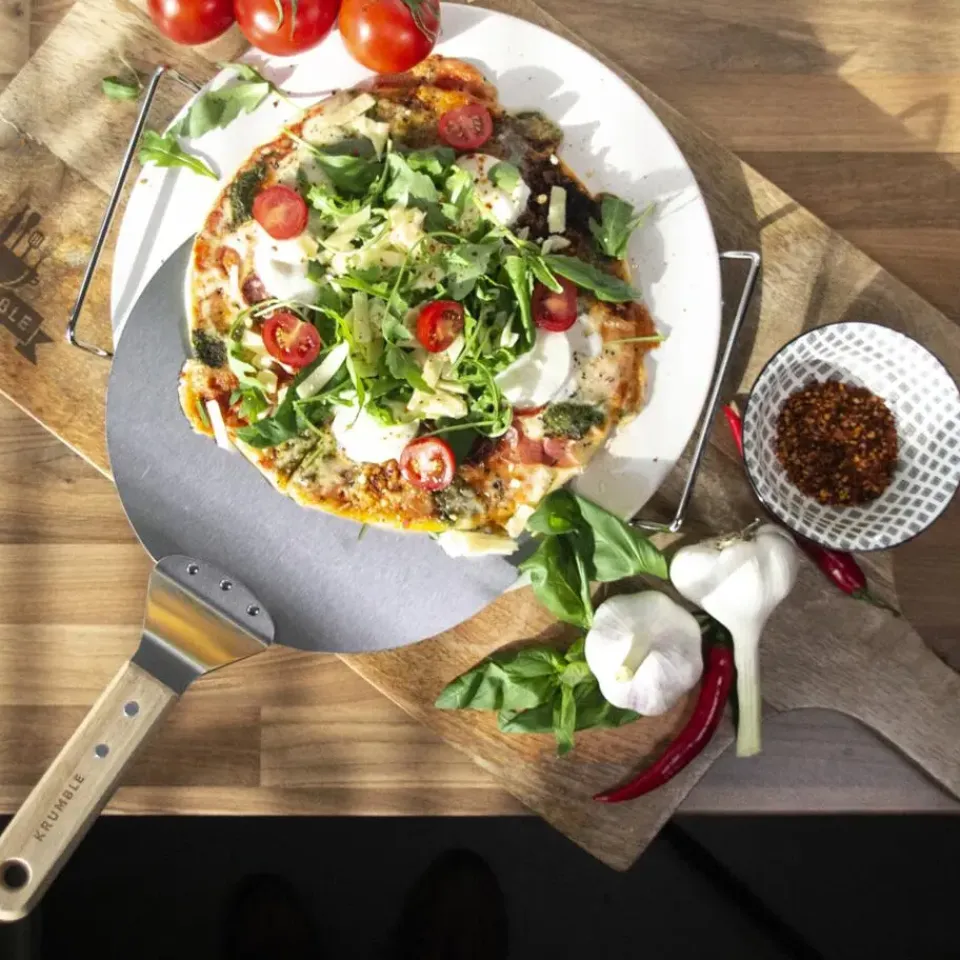 Krumble Pizzaschep RVS met houten handvat Clearance