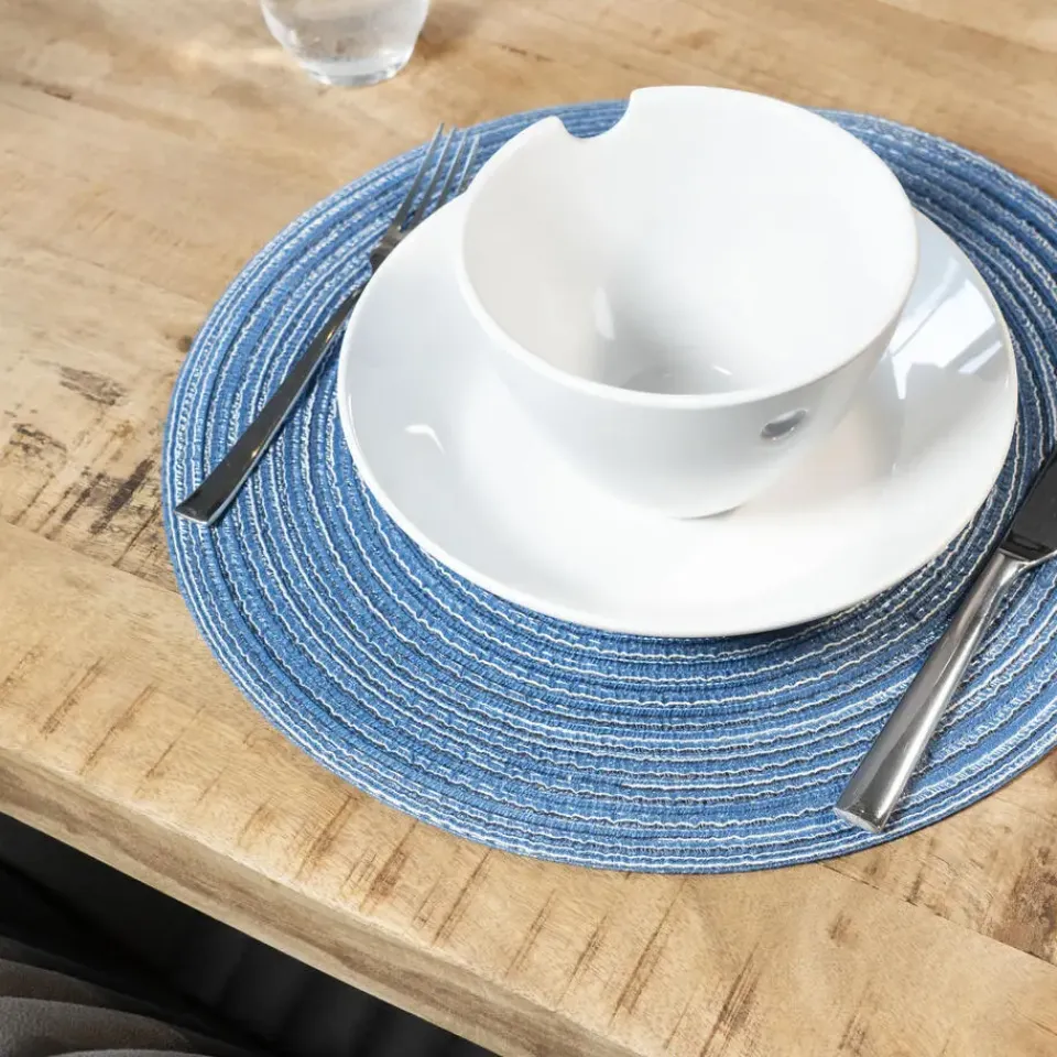Krumble Placemat rond - Blauw/grijs - Set van 4 Best