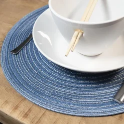 Krumble Placemat rond - Blauw/grijs - Set van 6 Best