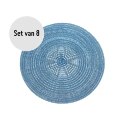 Krumble Placemat rond - Blauw/grijs - Set van 8 New