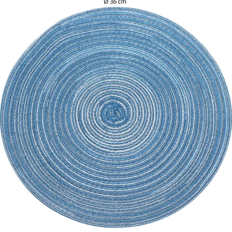 Krumble Placemat rond - Blauw/grijs - Set van 8 New
