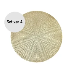 Krumble Placemat rond - PVC - Goud - Set van 4 New