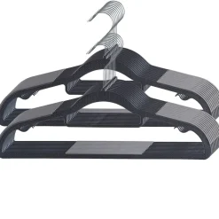 ACAZA Kunststof kledinghangers - Set van 20 - antislip - met broeklat - Zwart Best