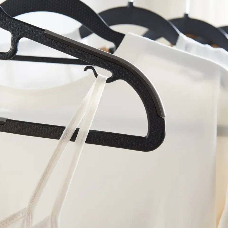 ACAZA Kunststof kledinghangers - Set van 20 - antislip - met broeklat - Zwart Best