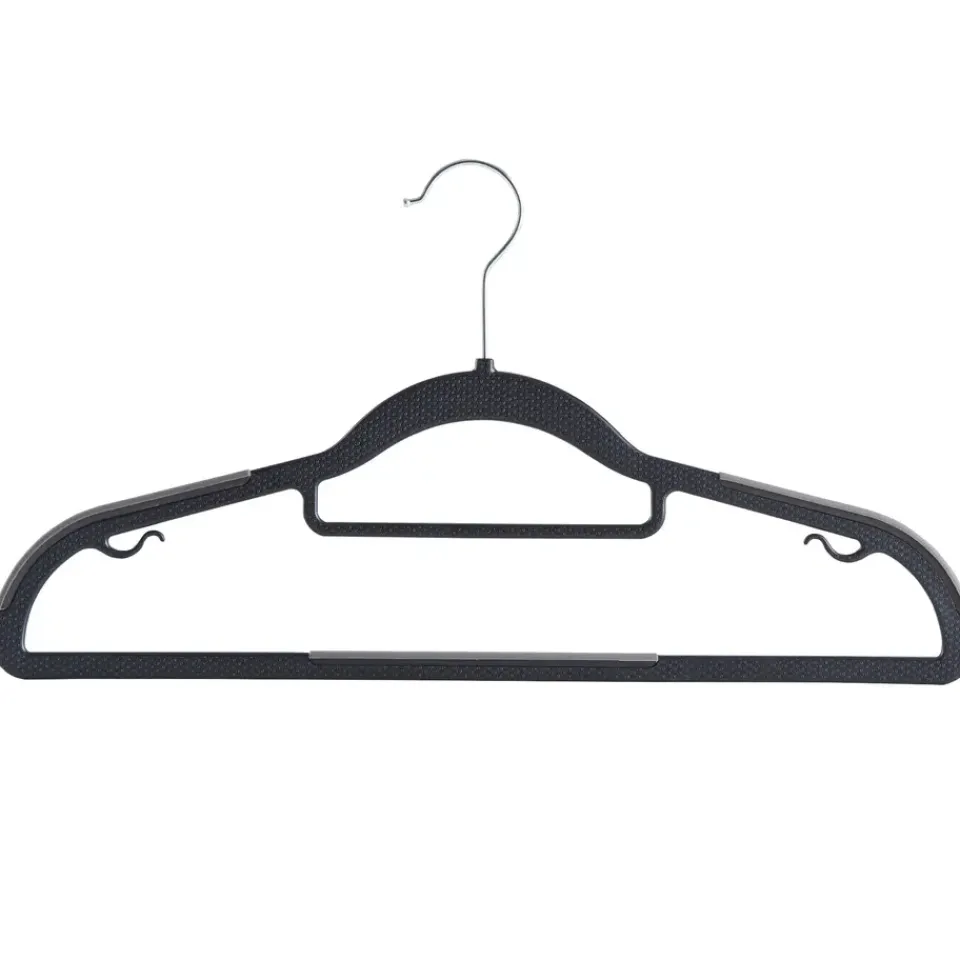 ACAZA Kunststof kledinghangers - Set van 20 - antislip - met broeklat - Zwart Best