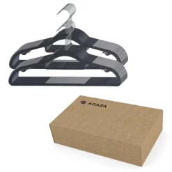 ACAZA Kunststof kledinghangers - Set van 20 - antislip - met broeklat - Zwart Best