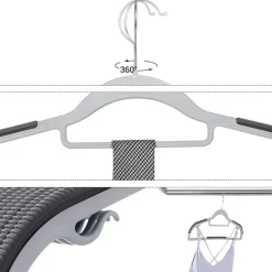 ACAZA Kunststof kledinghangers - antislip - draaibare haak - 30 stuks - grijs