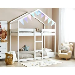 Beliani LABATUT - Stapelbed - Wit - 90 x 200 cm - Dennenhout Best