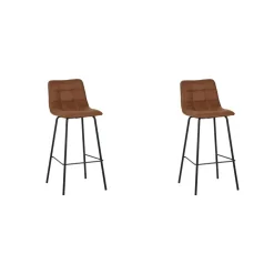 LABEL51 Barkruk Bistro - Cognac - Micro Suede - set van 2 Sale