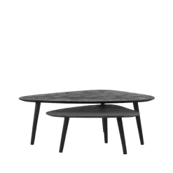 LABEL51 Salontafel Rock 110x64x39 cm - Zwart - Mangohout - Set van 2 Hot