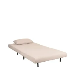 LABEL51 Slaapbank Single Bouclé Naturel/Zwart New