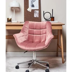 Beliani LABELLE - Bureaustoel - Roze - Fluweel