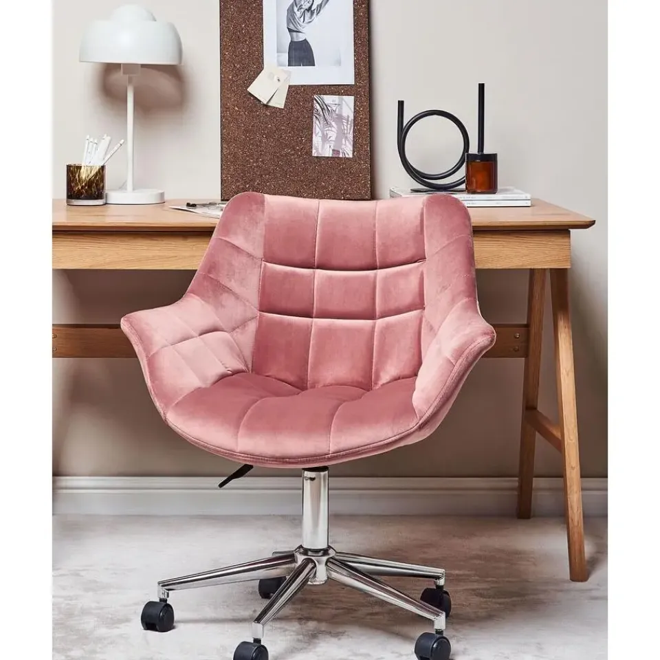 Beliani LABELLE - Bureaustoel - Roze - Fluweel