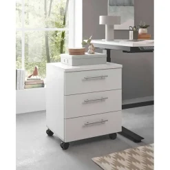 Leen Bakker Ladeblok Ben - 3 lades - met wielen - wit Online