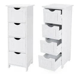 ACAZA Ladekast - badkamer - 4 vakken - 30x82x30 cm - wit