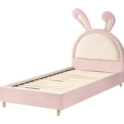 Beliani LALLIAS - Eenpersoonsbed - Roze - 90 x 200 cm - Fluweel Best