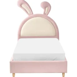 Beliani LALLIAS - Eenpersoonsbed - Roze - 90 x 200 cm - Fluweel Best