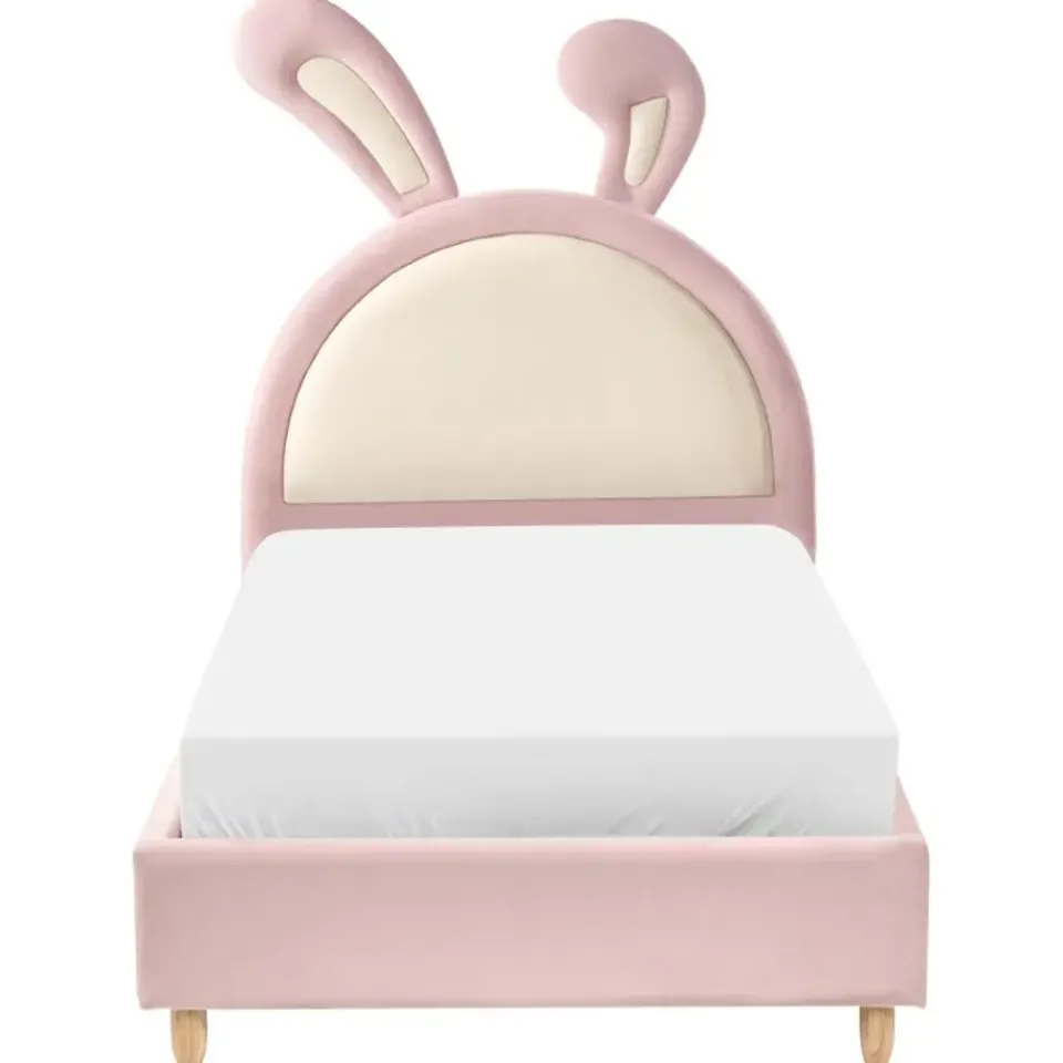 Beliani LALLIAS - Eenpersoonsbed - Roze - 90 x 200 cm - Fluweel Best