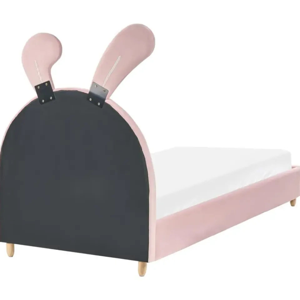 Beliani LALLIAS - Eenpersoonsbed - Roze - 90 x 200 cm - Fluweel Best