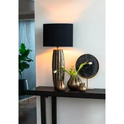 Light & Living Lampenkap Ovaal Velours - Zwart - 30x15x25cm Discount