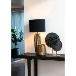 Light & Living Lampenkap Ovaal Velours - Zwart - 30x15x25cm Discount