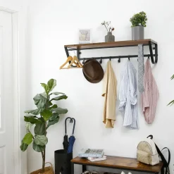 Merkloos Lange Kapstok voor de Muur of Wand - 90 cm Lang - Rustiek Bruin - Vintage Clearance