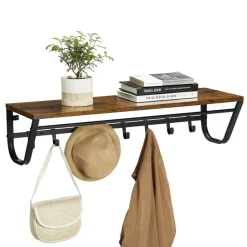 Merkloos Lange Kapstok voor de Muur of Wand - 90 cm Lang - Rustiek Bruin - Vintage Clearance