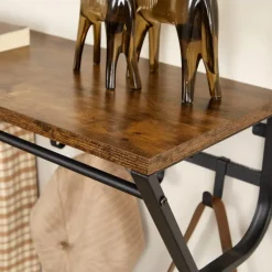 Merkloos Lange Kapstok voor de Muur of Wand - 90 cm Lang - Rustiek Bruin - Vintage Clearance