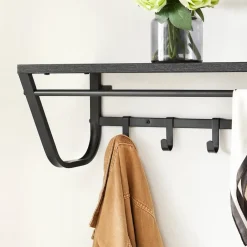 Merkloos Lange Wandkapstok - 90 cm Lang, 8 Haken, Hoedenplank, Zwart New