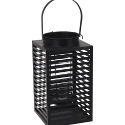 Merkloos Lantaarn - metaal - zwart - windlicht - 12 x 24 cm Sale