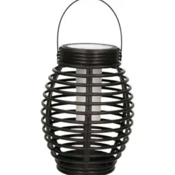 Merkloos Lantaarn - solar - tuinverlichting - zwart - met vlameffect - 19 cm New