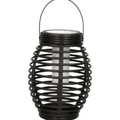 Merkloos Lantaarn - solar - tuinverlichting - zwart - met vlameffect - 19 cm New