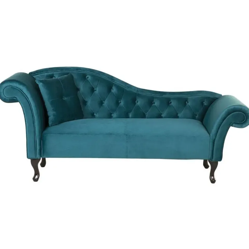 Beliani LATTES - Chaise longue - Blauw - Linkerzijde - Fluweel