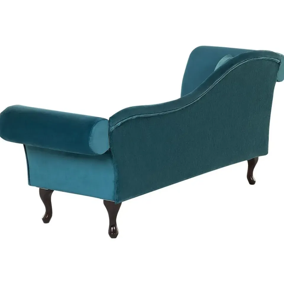 Beliani LATTES - Chaise longue - Blauw - Linkerzijde - Fluweel
