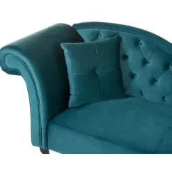Beliani LATTES - Chaise longue - Blauw - Linkerzijde - Fluweel