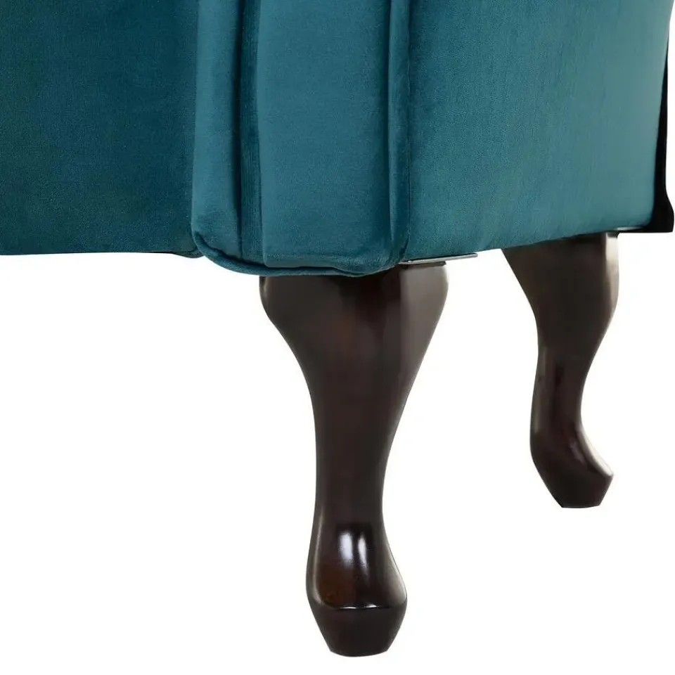 Beliani LATTES - Chaise longue - Blauw - Linkerzijde - Fluweel