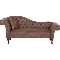 Beliani LATTES - Chaise longue - Bruin - Linkerzijde - Kunstsuède Hot