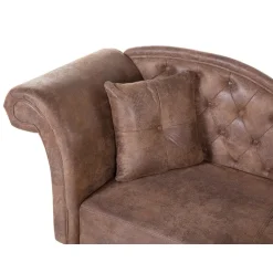 Beliani LATTES - Chaise longue - Bruin - Linkerzijde - Kunstsuède Hot