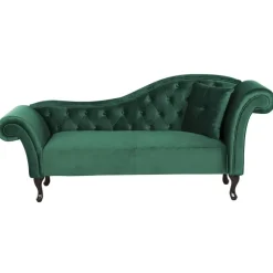 Beliani LATTES - Chaise longue - Groen - Rechterzijde - Fluweel Discount