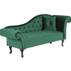 Beliani LATTES - Chaise longue - Groen - Rechterzijde - Fluweel Discount