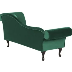 Beliani LATTES - Chaise longue - Groen - Rechterzijde - Fluweel Discount