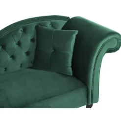 Beliani LATTES - Chaise longue - Groen - Rechterzijde - Fluweel Discount