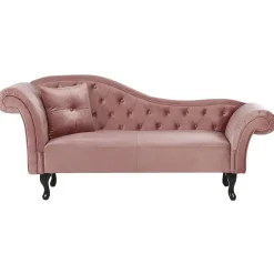 Beliani LATTES - Chaise longue - Roze - Linkerzijde - Fluweel New