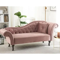 Beliani LATTES - Chaise longue - Roze - Rechterzijde - Fluweel Best