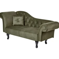 Beliani LATTES II - Chaise longue - Olijfgroen - Linkerzijde - Fluweel Hot