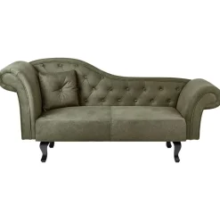 Beliani LATTES II - Chaise longue - Olijfgroen - Linkerzijde - Fluweel Hot