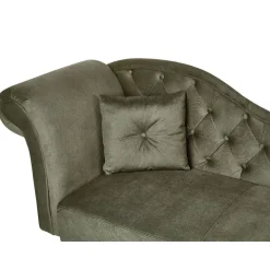 Beliani LATTES II - Chaise longue - Olijfgroen - Linkerzijde - Fluweel Hot