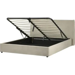 Beliani LAVAUR - Bed met opbergruimte - Taupe - 160 x 200 cm - Fluweel Online