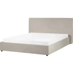 Beliani LAVAUR - Bed met opbergruimte - Taupe - 160 x 200 cm - Fluweel Online