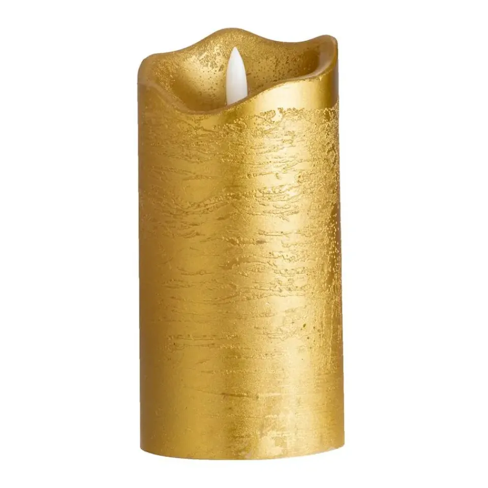 Leen Bakker LED Kaars Rustiek - goud - 15xØ7,6 cm Clearance